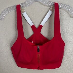 Victoria Sport Women’s Knockout Red/Gold Sports Bra Zipper Clasp Front Size 34D